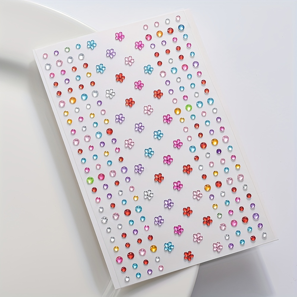 Body Jewelry Stickers - 1 Sheet Colorful Shiny Rhinestone Stickers