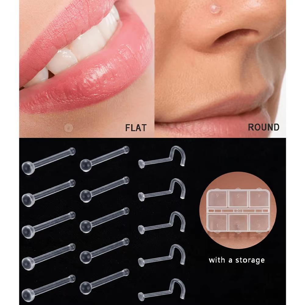Body Jewelry Materials - 20pcs/Box Acrylic Round Ball Lip Studs/Earrings