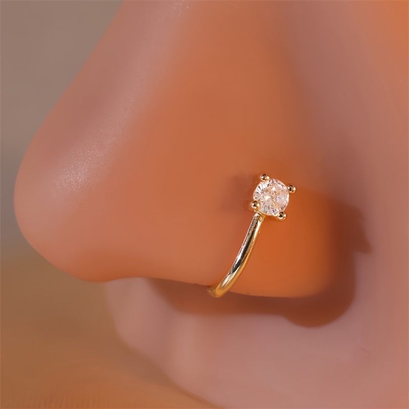 Body Jewelry Materials - 1-Piece Round Zircon Non Perforated Nose