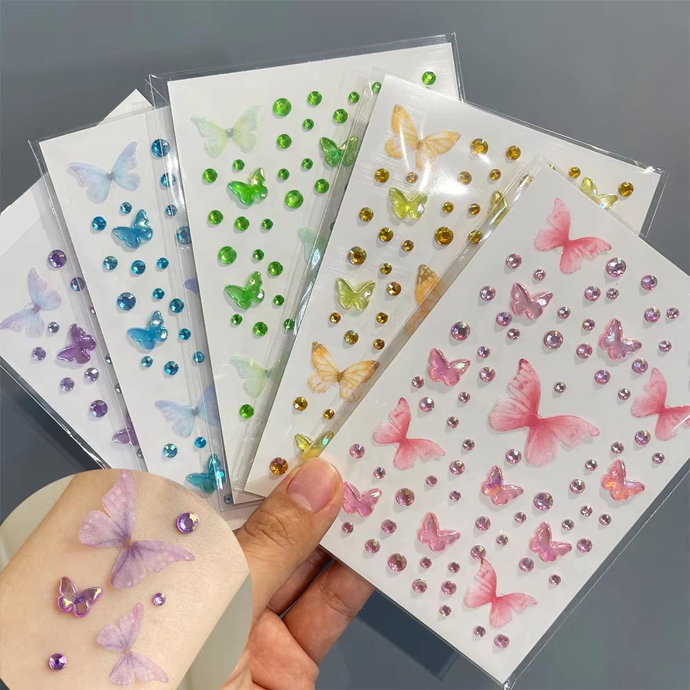 Body Jewelry Stickers - 1sheet Eyes Face Makeup Butterfly Crystal